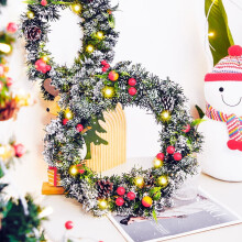 Kerstkrans, deurdecoratiekrans, winterguirlande, kunstkrans voor huisfeest, buiten- en binnenkrans, rode krans