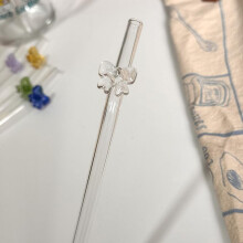8mm Reusable Glass Drinking Straw with Cute Butterfly Design, HeatResistant for Parties Weddings Cocktails