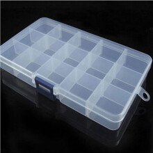 Boîte de rangement YMARPT15 compartiments en plastique pour hameçons, 1 boîte avec séparateurs, transparente pour petits accessoires