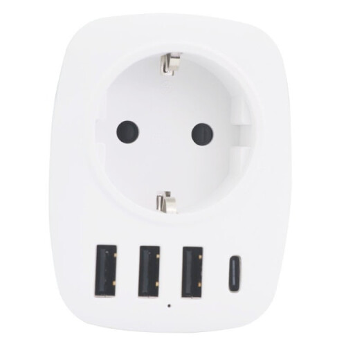 Πρίζα USB με 1 AC, 1 USB-C, 3 θύρες USB, συμβατή με iPhone/iPad, ιδανική για οικιακή χρήση