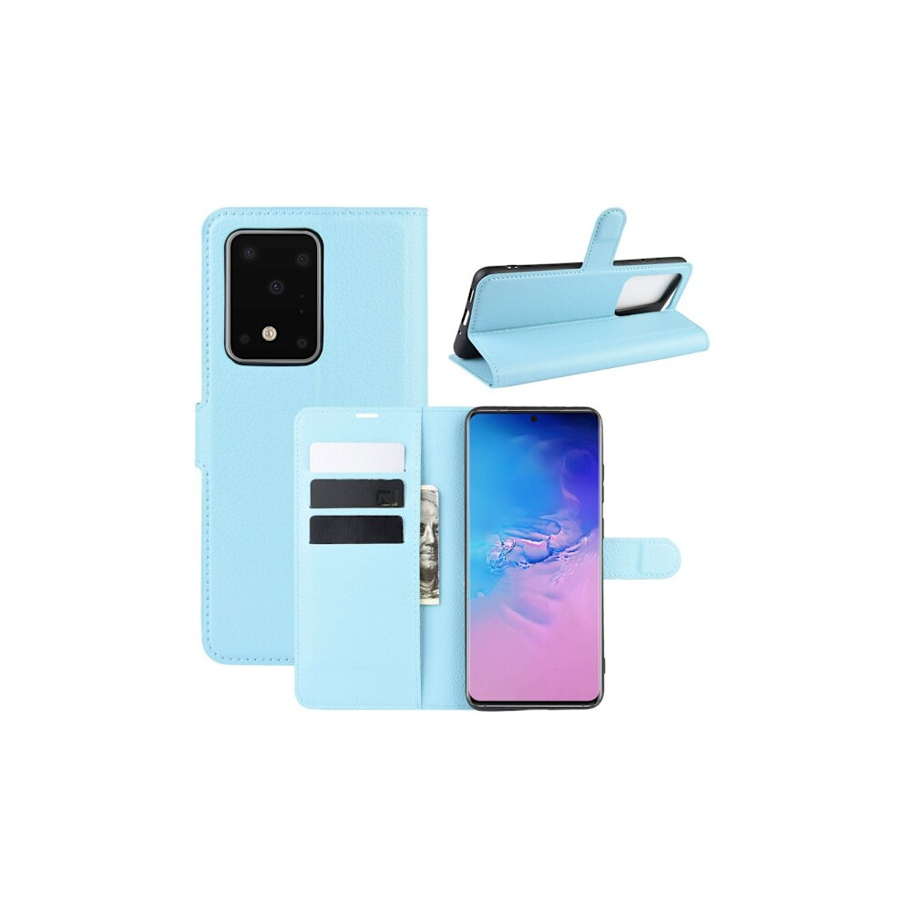 Compatible With Samsung Galaxy S20 Ultra - Litchi Wallet Case - Light Light Light Blue 9173940031524