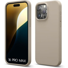 Suojakuori - BOOLING - yhteensopiva iPhone16Pro Maxin kanssa - Nestemäinen silikoni - Iskunkestävä - Beige Beige