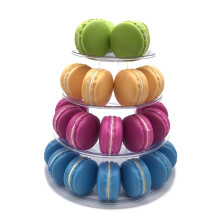 4/6-lags macaron-stativ med lokk, rundt kake- og cupcake-tårn, kakebrettstativ til bryllup, bursdag, fest, babyshower, bakeridekor