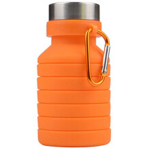 Opvouwbare sportbeker van 550 ml, reisbeker, opvouwbare telescopische siliconen waterfles, waterbeker voor buiten, oranje