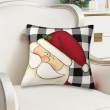 Capa de Almofada Natalina com Boneco de Neve - Capa de Almofada Decorativa Estampada com Boneco de Neve Vermelho Grande para Sofá, Compatível com