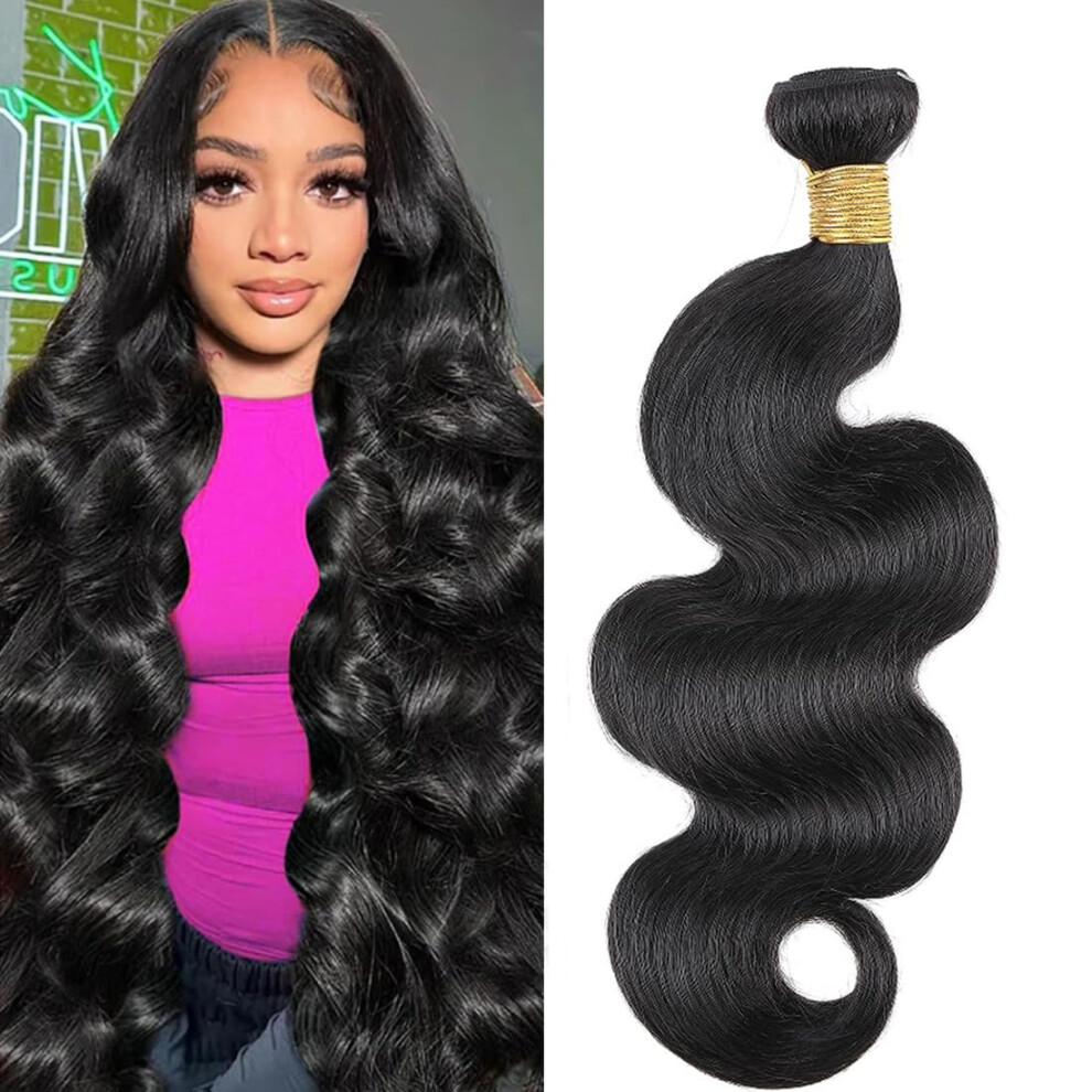 Brazilian Body Wave Hair 20 Inch Virgin Human Hair Bundle Natural Black Double Weft True To Length