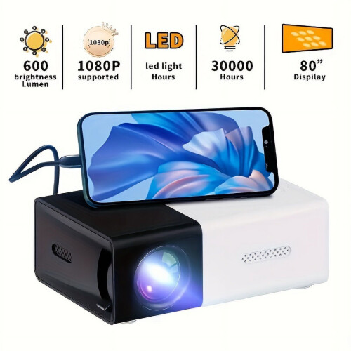 Μίνι προβολέας HD Bright3000Lumen - Φορητός, συμβατός με πολλαπλές συσκευές και 2