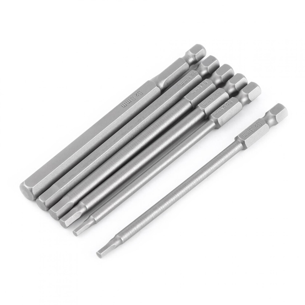 6Pcs Magnetic Hex Bit Set 100Mm, H2.5-H8, 1/4" Shank, Compatible With Electric & Hand Screwdrivers, Drills 9004841112374