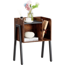 Nightstand Industrial Side End Table/Stackable Accent Furniture with 2-Tier Open Storage Compartments for Bedroom, Living Room and Small Spaces