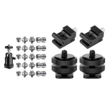 21 Pcs 1/4 Inch 3/8 Inch Converter Threaded Screws 1/4Inch & 4 Pack Camera Combo Pack Hot Shoe Mount Adapter