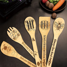 Conjunto de colheres e espátulas de madeira com até 50% de desconto, colheres antiaderentes para trinchar, kit de utensílios de cozinha, presente