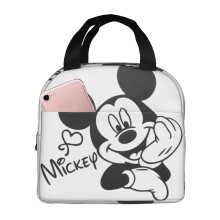 Sac à lunch à motif Mickey Mouse pour femme, boîte à lunch isotherme réutilisable grande capacité avec poches, idéale pour le bureau, les