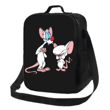 Sac à lunch isotherme Pinky et le Cerveau, boîte à lunch portable et réutilisable avec fermeture éclair, idéale pour le travail, les