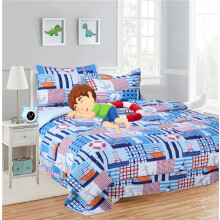 Ensemble de couette enfant 6 pièces, taille simple, réversible, motif marin, doux. Comprend une couette, une taie d'oreiller, un drap-housse, une