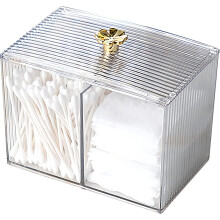 Pote de acrílico transparente para banheiro com tampa - Ideal para guardar algodão, cotonetes, fio dental, esponjas de maquiagem e joias.