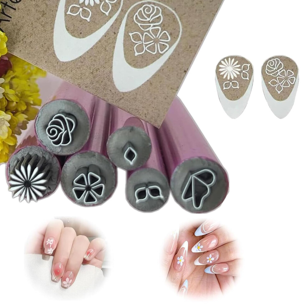 Nail Art Stamp Pen Set with Precision Tip and Interchangeable Plates, 6pcs Nail Stamping Kit for Women