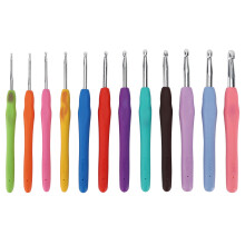 Soft Rubber Handle Crochet Hooks Smooth Knitting Needles Set Extra Long Crochet Hooks for Arthritis Hands Ergonomic Crochet Tools with Polished