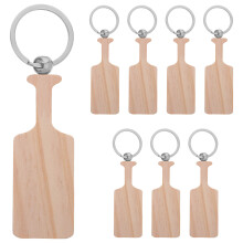 8Pcs DIY Khaki Wooden Paddle Keychains Unfinished for Crafting