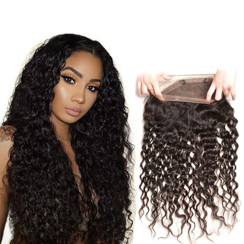 Brazilian Water Wave 360 Lace Frontal Wig 18 Inch Pre Plucked Bleached Knots Wet and Wavy Human Hair