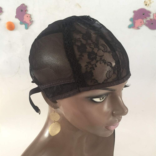 Black Lace Wig Cap with Adjustable Straps for Wig Making and Easy Weft Sewing 1