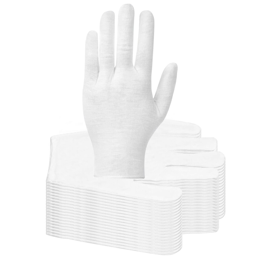 White 100 Pcs Cotton Moisturizing Gloves For Dry Hands And Eczema Overnight Reusable