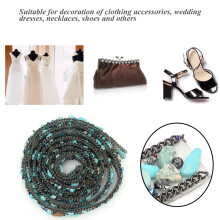 1.5cm Blue Rhinestone Gravel Ribbon for Clothing and Shoe Decoration
