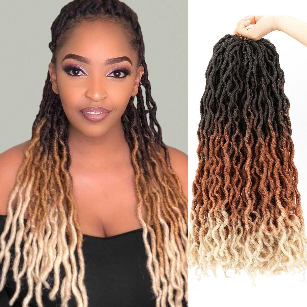 Unisex Black 3Pcs Soft Curly Faux Locs Crochet Hair Extensions 12 Inch Boho Goddess Locs For Women T27