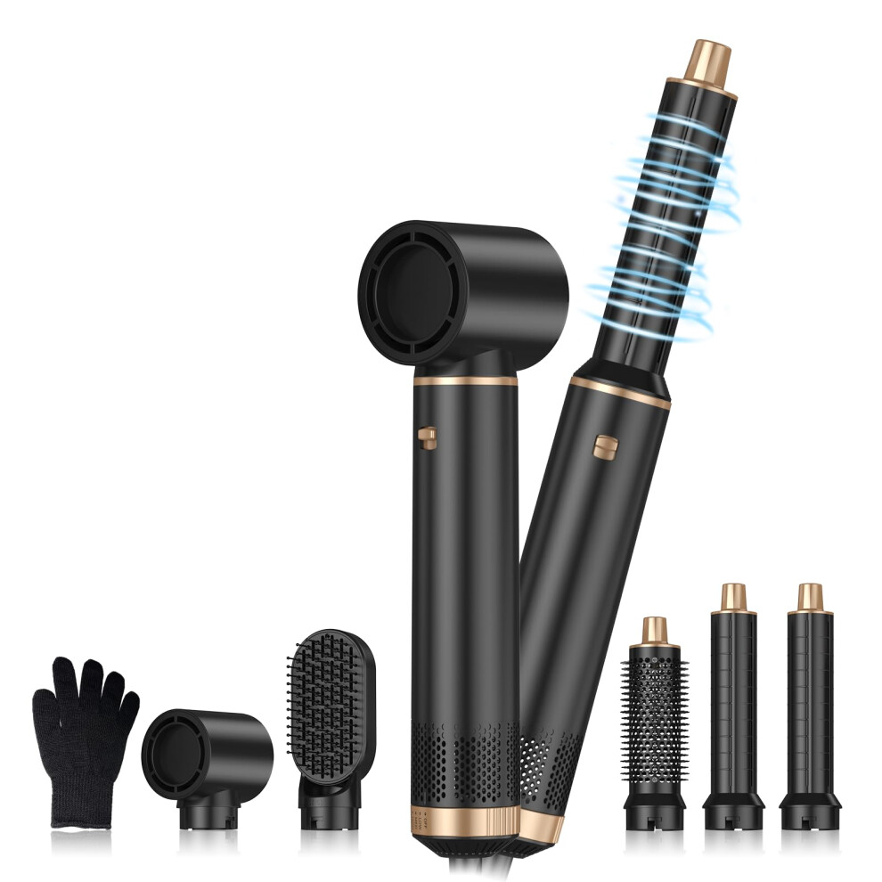 5 in 1 Hot Air Brush Styler with Automatic Curling Action, Negative Ion Hair Dryer Brush
