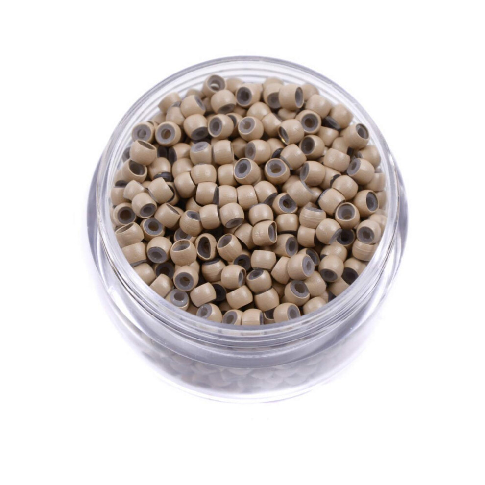 Unisex Brown Light 3Mm Silicone Lined Aluminium Micro Ring Hair Extensions Beads 500Pcs Secure Hold