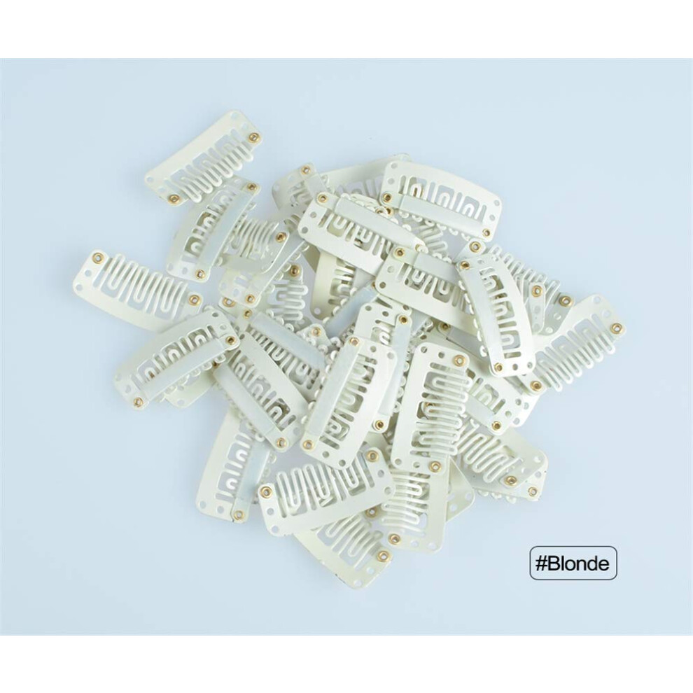 Unisex Hair Extension Clips With Secure Silicone Grip, 40Pcs Blonde Ushape Metal Snap Clips For Wigs