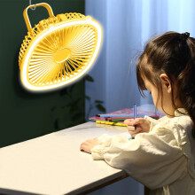 RnemiTe-amo Ventilatore da soffitto piccolo ricaricabile tramite USB, portatile, dimmerabile, per esterni e interni, da appendere, con luce notturna