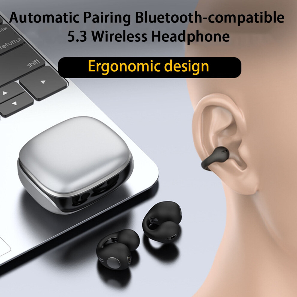 Susuchens Jx80 Wireless Earbuds, Hifi Stereo, Bone Conduction, Led Display, Bluetooth 5.3, Voice Assistant, Ear-Clip, White 9329345908651