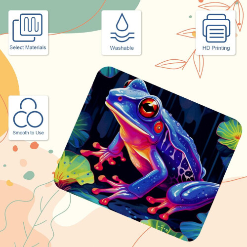 Rainforest Frog F Mouse Pad με αντιολισθητική βάση από καουτσούκ, τετράγωνο χαλάκι για 2