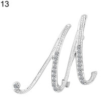 Broche Yesbay1Pc Lettres anglaises AZ en strass - Argent