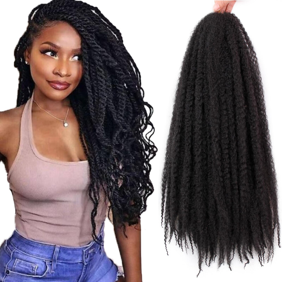 Braiding Hair Extensions 18 Inch Natural Kinky Afro Twist Crochet 3pcs 1B