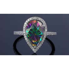 Fáinne Tópaz Misteach Fíor 4.00CT in Airgead Steirling Soladach Méid 6 7 8 9