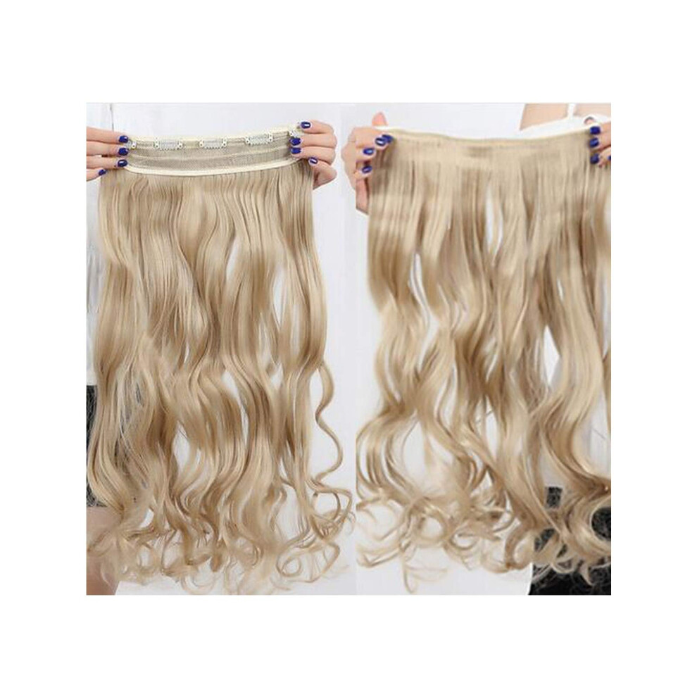 18 Inch Curly Clip in Hair Extensions Synthetic Heat Resistant Hairpiece with Secure 5 Clips #24