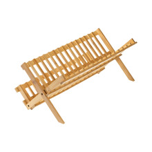 Égouttoir à vaisselle en bambou DOMELAY, 16 grilles, idéal pour les cuisines et salles à manger de restaurants.