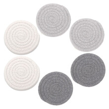 Snygg isoleringsmatta, set med 6 delar, vävd design av bomullsrep, värmebeständiga dryckesunderlägg för kök, matsal och soffbord, blandade