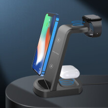 Lmueinov Trådlös Laddstation3-i-1 Laddstation För Flera Enheter15W Trådlös Laddare IOS/Android Snabb Laddning och Bekväm