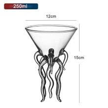 Creative Pufferfish Octopus Swan Bird Cocktail Glass Transparent Goblet Glass with Straw Wine Juice Cup for Party Bar Nightclub