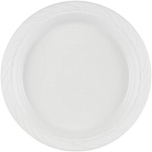 EcoQuality 10" runde hvite kraftige engangstallerkener i plast, kompatible med kinesiske festtallerkener, til middag og hovedretter, bryllup,