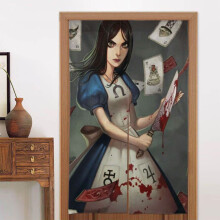 Alice Madness Returns Door Curtain, Pattern Print Blackout Privacy Window Curtain, Room Divider Tapestry Home Decor, 34" W X 56" L