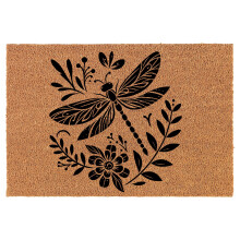 Welcome Doormat Coco Coir Door Mat Gift Floral Dragonfly (24" x 16")