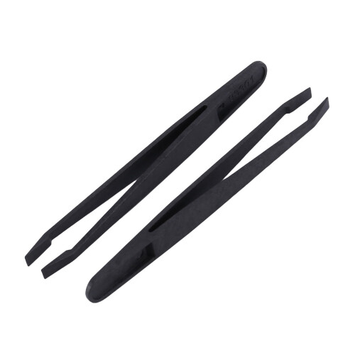 5 Pcs Manual Tool Black Plastic Flat Tip Anti-Static Tweezer 12Cm Long 1