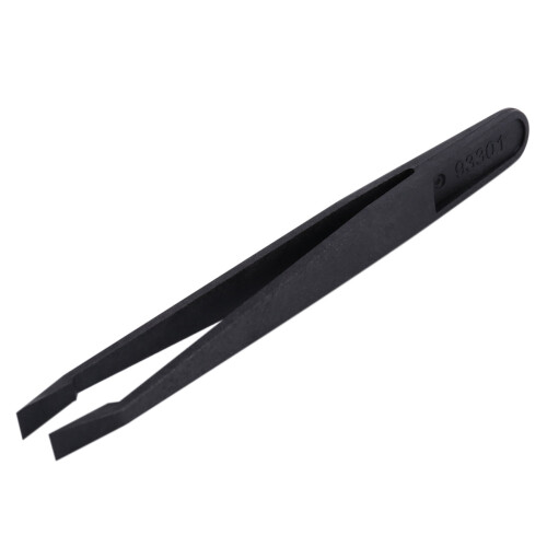 5 Pcs Manual Tool Black Plastic Flat Tip Anti-Static Tweezer 12Cm Long 2