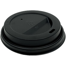 VeZee Disposable Plastic Travel Black Lid with Hinged Tab Lids for White Hot Cup suitable for hot cups sized 10 oz., 12 oz & 16 oz.|200CT