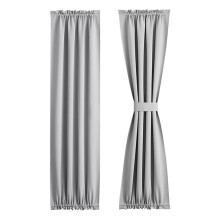 Rideaux pour portes-fenêtres – Panneau occultant thermique à œillets (63,5 x 183 cm), gris clair, compatible avec les portes vitrées, cuisine