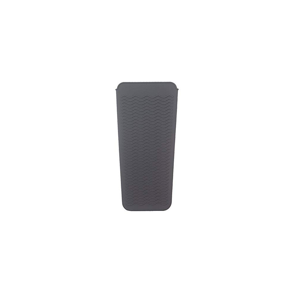Gray Heat Resistant Silicone Mat And Pouch For Hair Straightener And Curling Iron, Foldable Travel Case