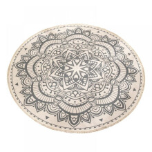 Prettyui Cotton Rugs Round Washable Chic Bohemian Mandala Hand Woven Round Rugs with Tassels